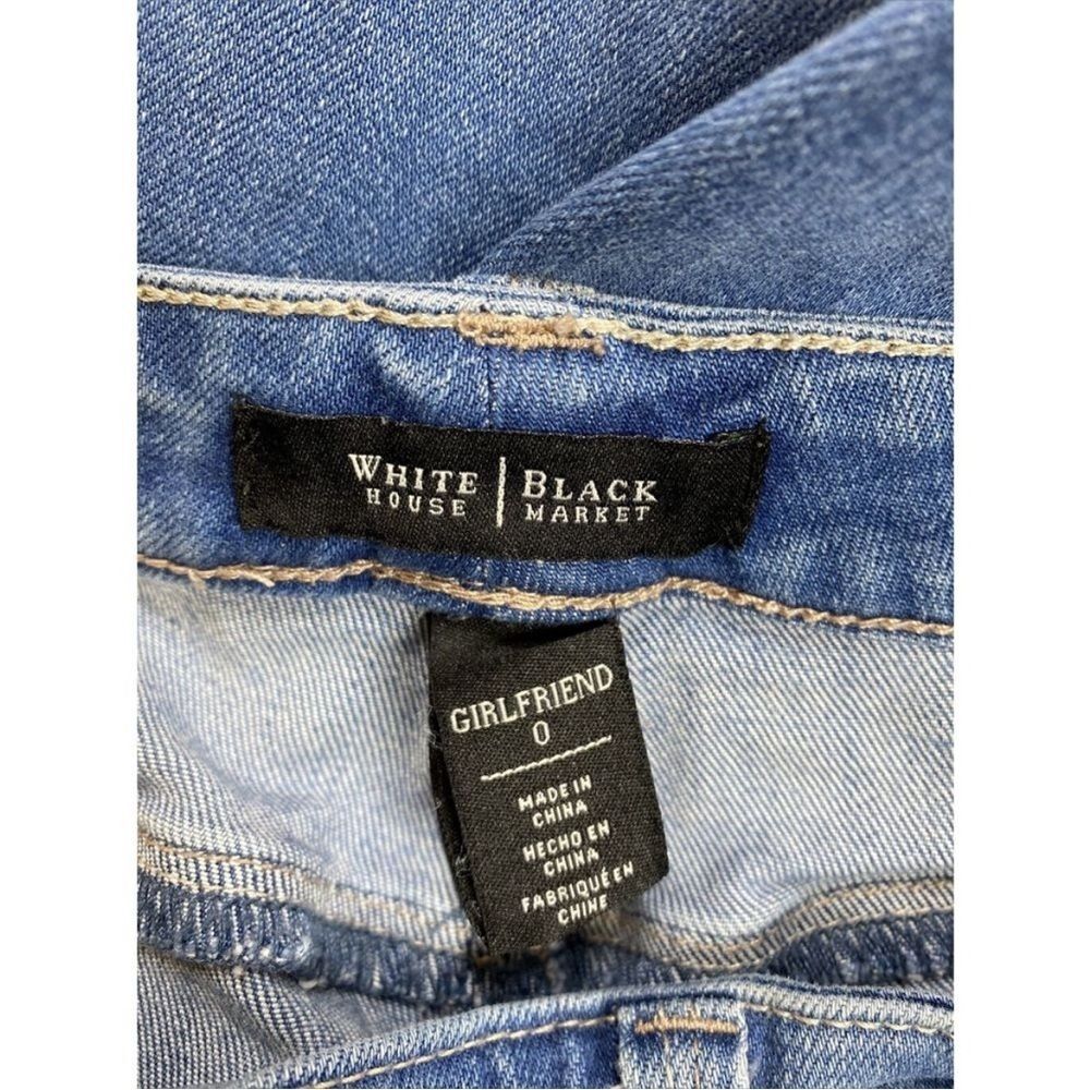 White House Black Market Womens Light Wash Distressed Girlfriend Jeans- 0 - Picture 6 of 7